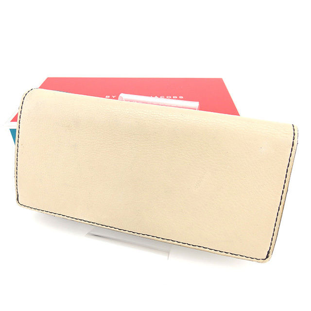 【BIGお買い物ラリー★30%OFFセール中】マークバイマークジェイコブス MARC BY MARC JACOBS 長財布バイカラー ブラック×ベージュ レディース 中古