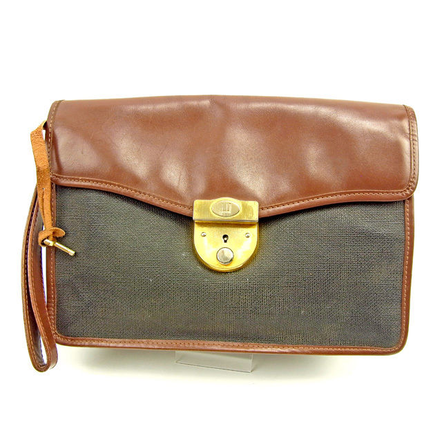 【BIGお買い物ラリー★30%OFFセール中】ダンヒル Dunhill クラッチバッグ ブラウン×グレー レディース 中古