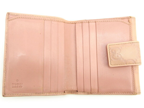 グッチ GUCCI 二つ折り財布グッチシマ ピンク レディース 中古