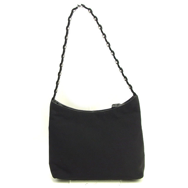 【BIGお買い物ラリー★30%OFFセール中】サルヴァトーレフェラガモ Salvatore Ferragamo ショルダーバッグヴァラチェーン ブラック×シルバー レディース 中古