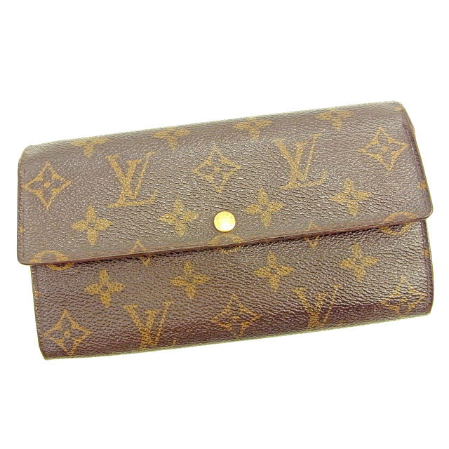 【BIGお買い物ラリー★30%OFFセール中】ルイ・ヴィトン LOUIS VUITTON 長財布モノグラム ポシェットポルトモネクレディ ブラウン レディース 中古