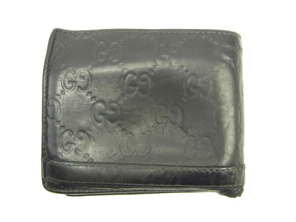 グッチ GUCCI 二つ折り財布グッチシマ ブラック×シルバー レディース 中古_1