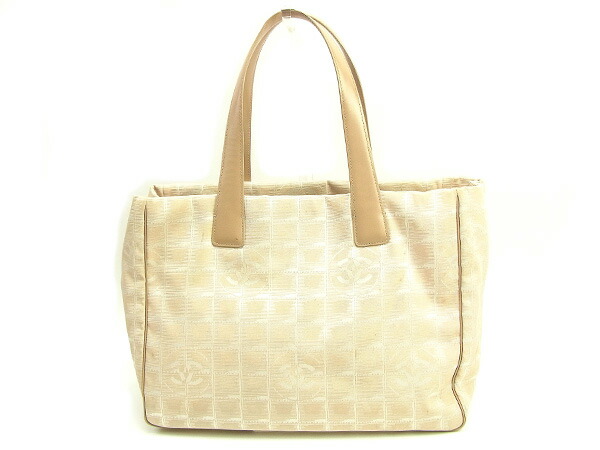 【GWタイムセール】シャネル CHANEL トートバッグニュートラベルライン トートMM ベージュ×ゴールド レディース 中古_1