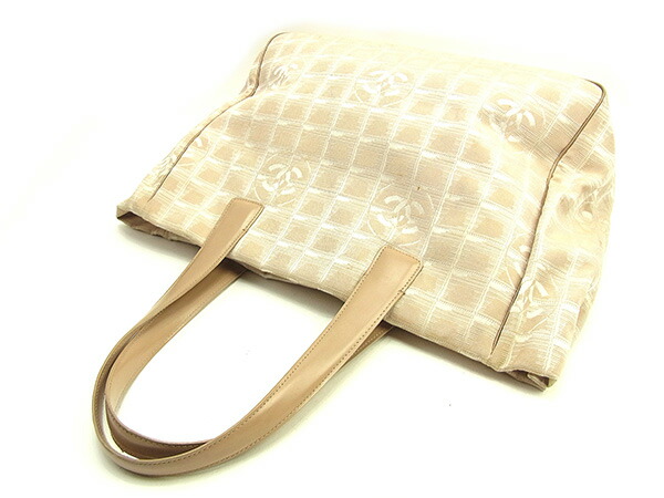【GWタイムセール】シャネル CHANEL トートバッグニュートラベルライン トートMM ベージュ×ゴールド レディース 中古_3