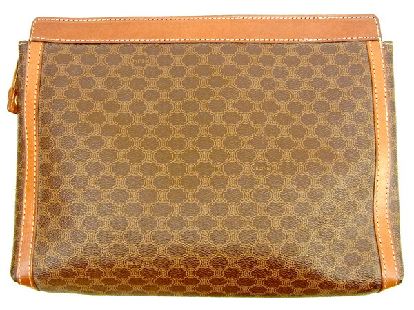 【30％OFF★土日ひと休み大売り出し】セリーヌ CELINE クラッチバッグマカダム 赤銅色 レディース 中古