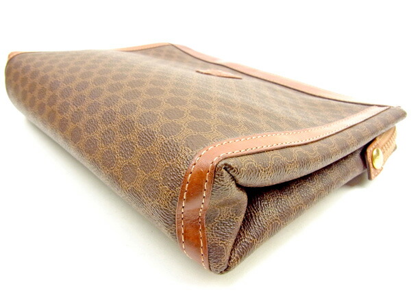 【30％OFF★土日ひと休み大売り出し】セリーヌ CELINE クラッチバッグマカダム 赤銅色 レディース 中古