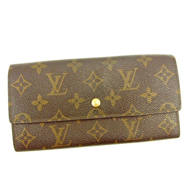【BIGお買い物ラリー★30%OFFセール中】ルイ・ヴィトン LOUIS VUITTON 長財布モノグラム ポシェットポルトモネクレディ ブラウン レディース 中古
