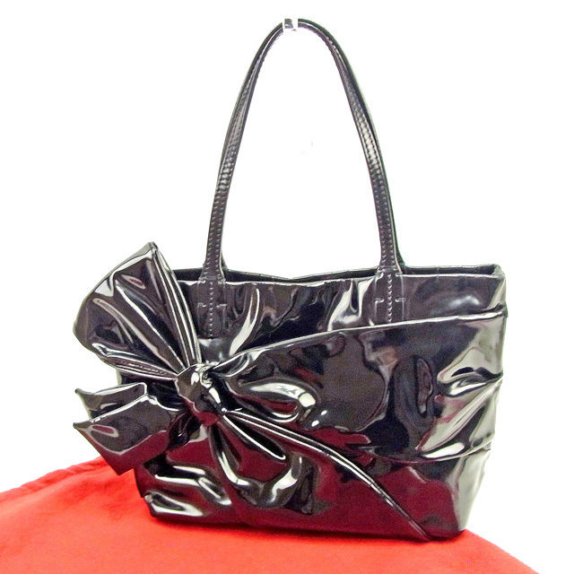 【BIGお買い物ラリー★30%OFFセール中】ヴァレンティノ VALENTINO ショルダーバッグリボンモチーフ ブラック レディース 中古