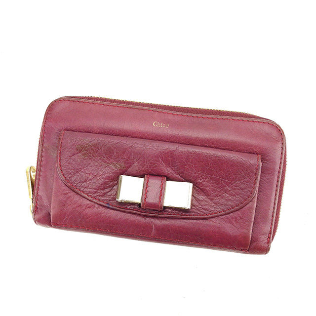 【BIGお買い物ラリー★30%OFFセール中】クロエ Chloe 長財布リリィ パープル×ゴールド レディース 中古