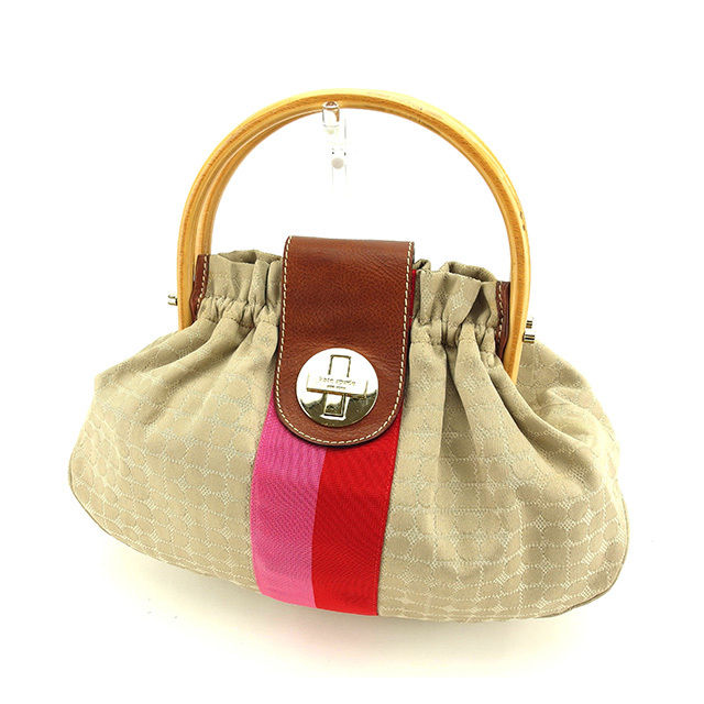 【BIGお買い物ラリー★30%OFFセール中】ケイトスペード Kate Spade ハンドバッグノエル柄 ベージュ×ピンク×レッド系 レディース 中古