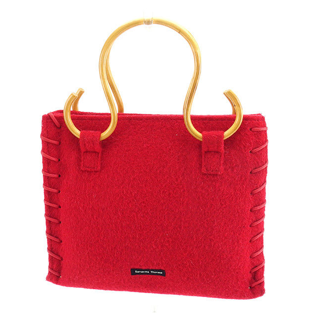 【BIGお買い物ラリー★30%OFFセール中】サマンサタバサ Samantha Thavasa トートバッグオルラーレ レッド×ナチュラル レディース 中古