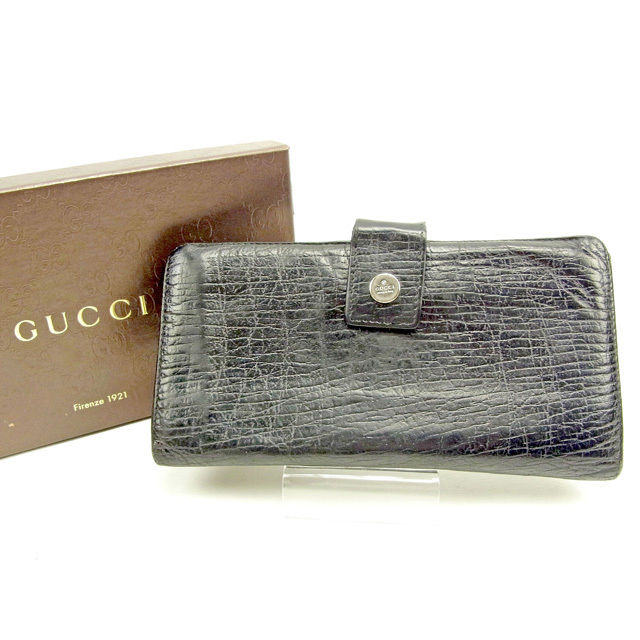 【BIGお買い物ラリー★30%OFFセール中】グッチ GUCCI 長財布 ブラック レディース 中古