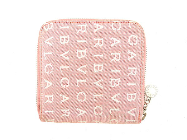 ブルガリ BVLGARI 二つ折り財布 ロゴマニア レッド×シルバー×ベージュ