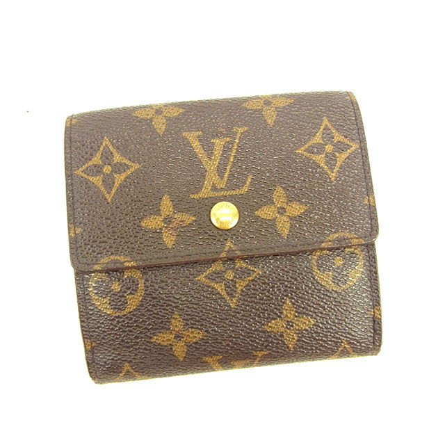 【X'masセール★30%OFF】ルイ・ヴィトン LOUIS VUITTON 二つ折り財布モノグラム ポルトモネビエカルトクレディ ブラウン レディース 中古