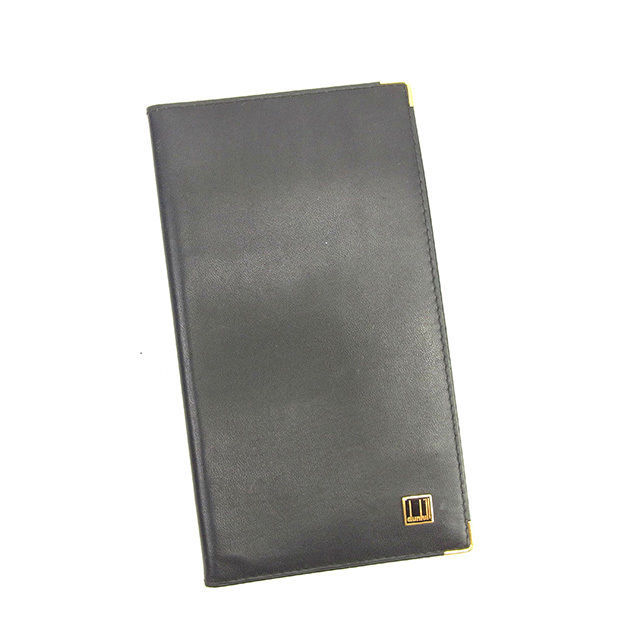 【BIGお買い物ラリー★30%OFFセール中】ダンヒル Dunhill 札入れ ブラック×ゴールド レディース 中古