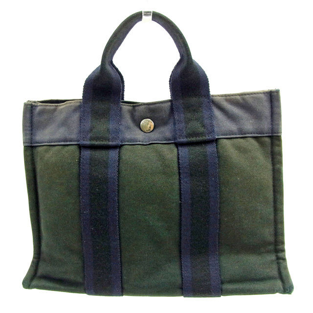 【X'masセール★30%OFF】エルメス HERMES トートバッグフールトゥ トートPM ブラック×ネイビー レディース 中古