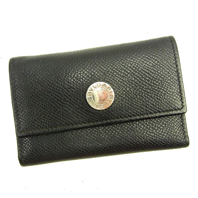 【BIGお買い物ラリー★30%OFFセール中】ブルガリ BVLGARI キーケースブルガリブルガリ ブラック×シルバー レディース 中古