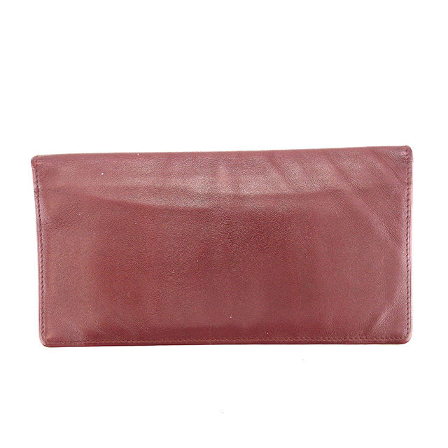 【BIGお買い物ラリー★30%OFFセール中】カルティエ CARTIER 札入れマストライン ボルドー×ゴールド レディース 中古