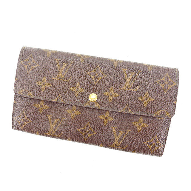 【BIGお買い物ラリー★30%OFFセール中】ルイ・ヴィトン LOUIS VUITTON 長財布モノグラム ポシェットポルトモネクレディ ブラウン レディース 中古