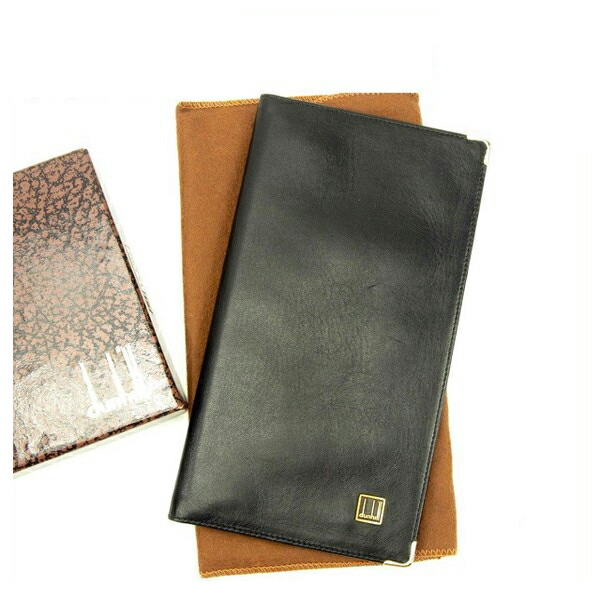 【BIGお買い物ラリー★30%OFFセール中】ダンヒル Dunhill 札入れ ブラック×ゴールド レディース 中古