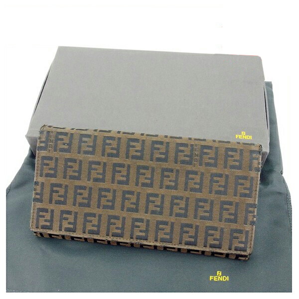 【BIGお買い物ラリー★30%OFFセール中】フェンディ FENDI 長財布ズッキーノ ブラウン×ブラック レディース 中古