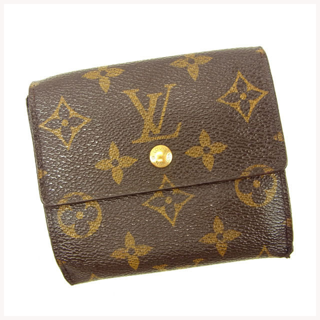 【BIGお買い物ラリー★30%OFFセール中】ルイ・ヴィトン LOUIS VUITTON 二つ折り財布モノグラム ポルトモネビエカルトクレディ ブラウン レディース 中古