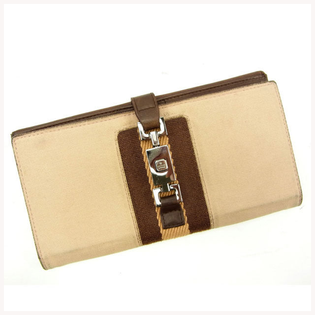 【BIGお買い物ラリー★30%OFFセール中】グッチ GUCCI 長財布ジャッキー金具 ピンクベージュ×ブラウン レディース 中古