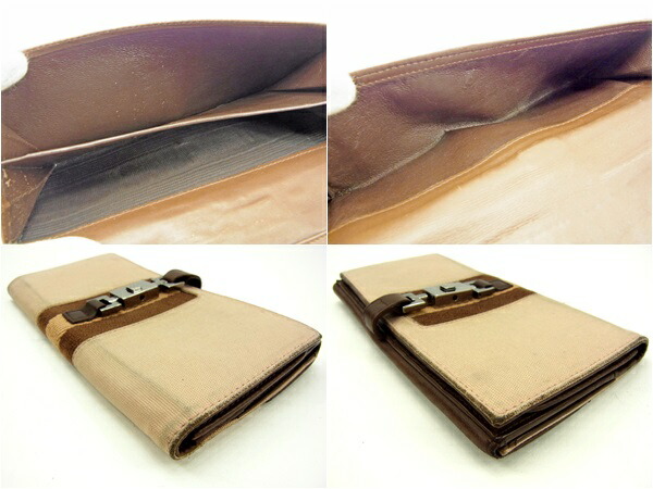 グッチ GUCCI 長財布ジャッキー金具 ピンクベージュ×ブラウン