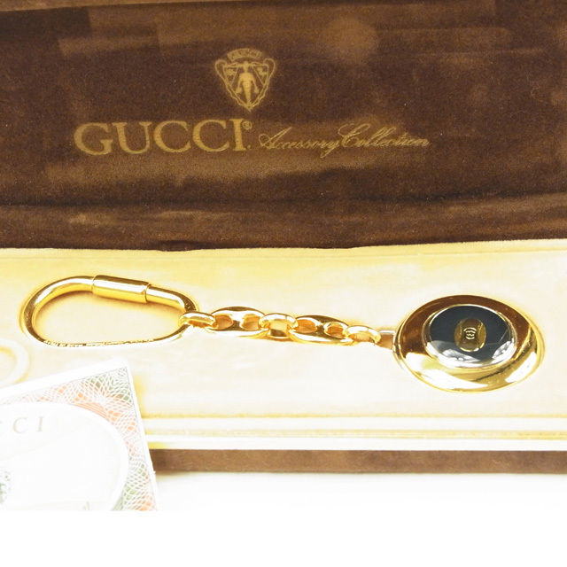 【BIGお買い物ラリー★30%OFFセール中】グッチ GUCCI キーホルダーインターロッキング ゴールド レディース 中古