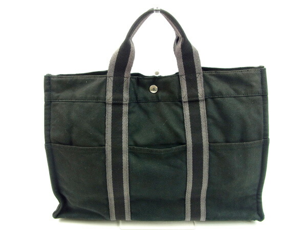 【30％OFF★土日ひと休み大売り出し】エルメス HERMES トートバッグフールトゥ フールトゥトートＭＭ 黒いこと×薄墨色 レディース 中古