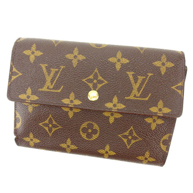【BIGお買い物ラリー★30%OFFセール中】ルイ・ヴィトン LOUIS VUITTON 三つ折り財布モノグラム ポルトトレゾールエテュイパピエ ブラウン レディース 中古