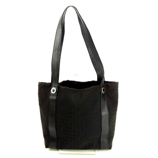 【BIGお買い物ラリー★30%OFFセール中】ブルガリ BVLGARI トートバッグロゴマニア ブラック×レッド レディース 中古