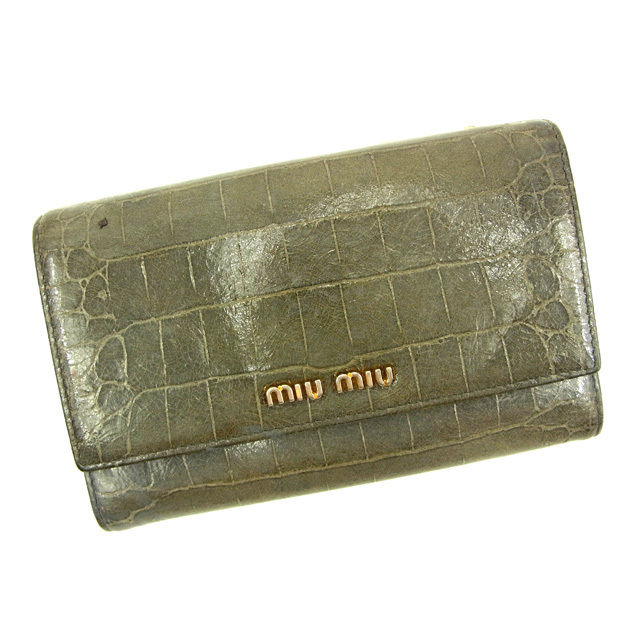 miu miu クロコダイル 三つ折り財布 最終値下げ】MIUMIU 折り財布