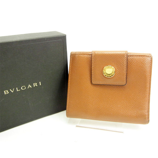 【BIGお買い物ラリー★30%OFFセール中】ブルガリ BVLGARI 二つ折り財布ブルガリ ライトブラウン レディース 中古