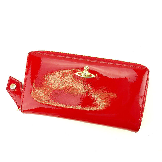 【BIGお買い物ラリー★30%OFFセール中】ヴィヴィアンウエストウッド Vivienne Westwood 長財布オーブ レッド×ゴールド レディース 中古