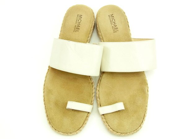 【週末セール★30％OFF】マイケルコース Michael Kors サンダル ホワイト×ベージュ レディース 中古_1