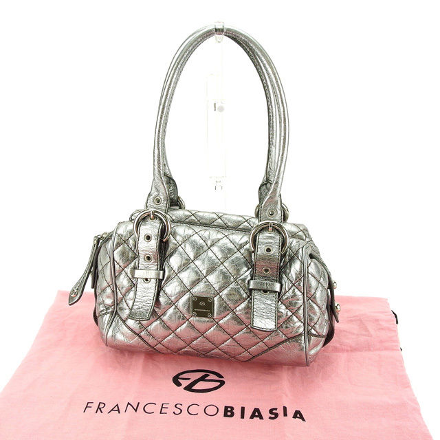 【BIGお買い物ラリー★30%OFFセール中】フランチェスコ・ビアジア FRANCESCO BIASIA ショルダーバッグ シルバー レディース 中古