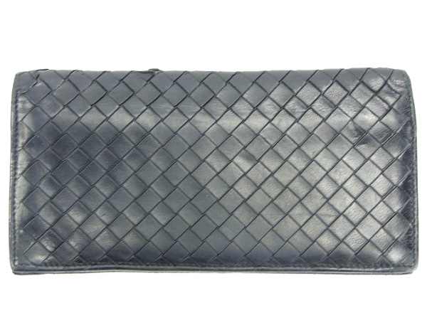 ボッテガヴェネタ BOTTEGAVENETA 長財布イントレチャート ブラック レディース 中古_1