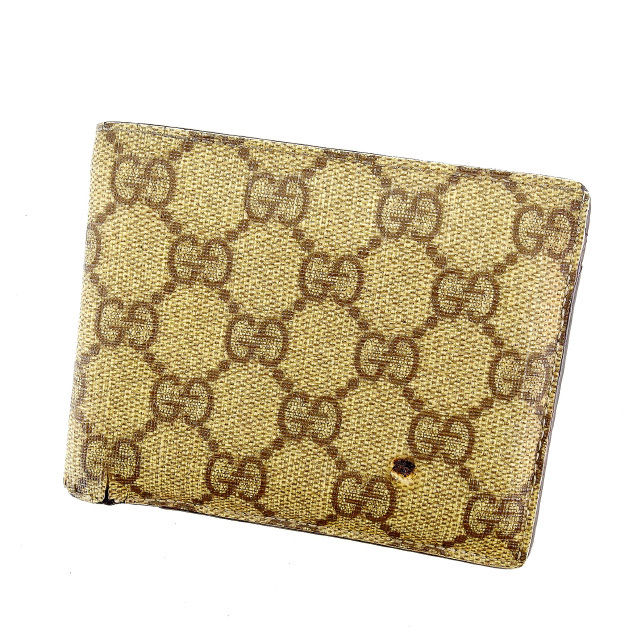 【BIGお買い物ラリー★30%OFFセール中】グッチ GUCCI 札入れＧＧプラス ベージュ×ブラウン レディース 中古