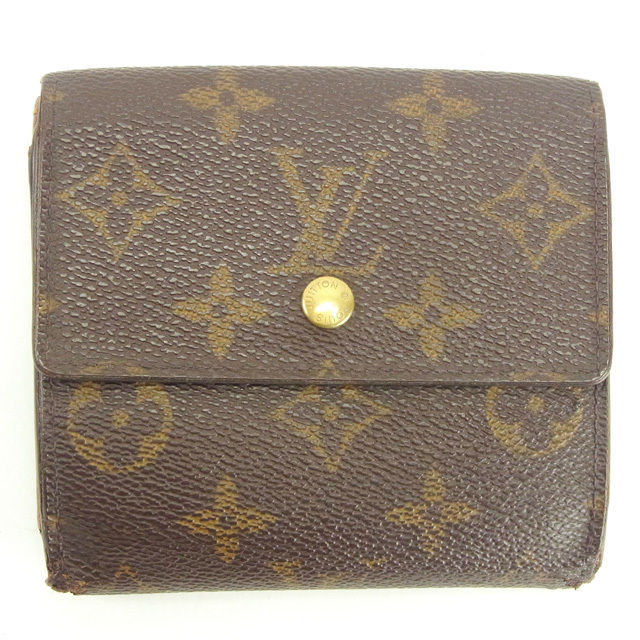 【BIGお買い物ラリー★30%OFFセール中】ルイ・ヴィトン LOUIS VUITTON 二つ折り財布モノグラム ポルトモネビエカルトクレディ ブラウン レディース 中古
