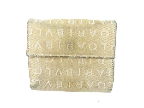 ブルガリ BVLGARI 二つ折り財布 ロゴマニア ベージュ レディース