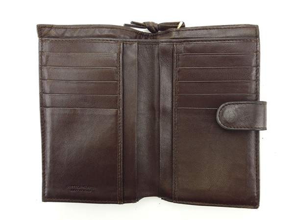 ボッテガヴェネタ BOTTEGAVENETA 二つ折り財布イントレチャート ダークブラウン×ゴールド レディース 中古_4