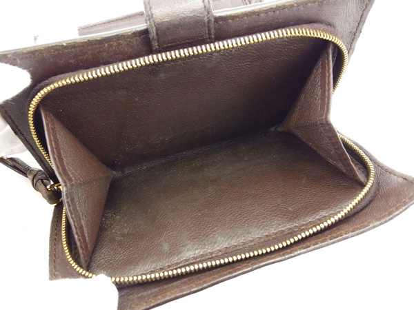 ボッテガヴェネタ BOTTEGAVENETA 二つ折り財布イントレチャート ダークブラウン×ゴールド レディース 中古_5