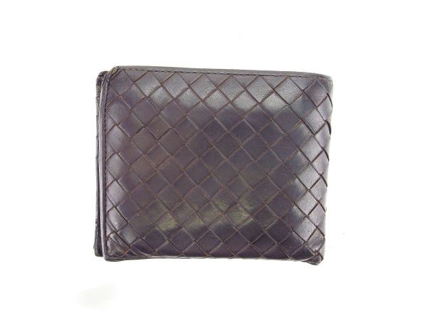 【30％OFF★週末タイムセール】ボッテガヴェネタ BOTTEGAVENETA 二つ折り財布イントレチャート ダークブラウン レディース 中古_1