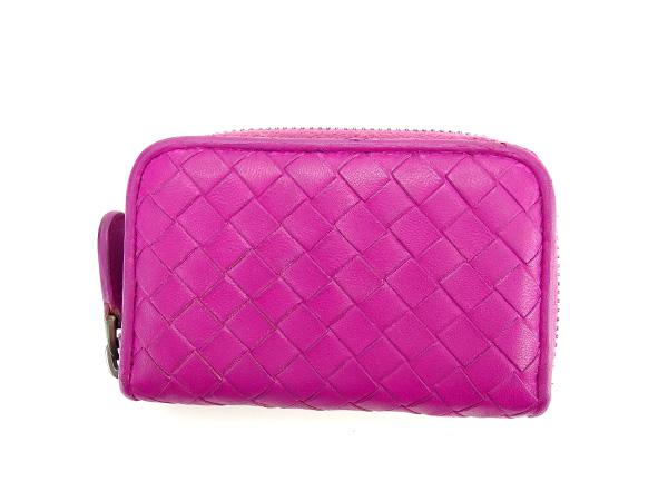 【30％OFF★週末タイムセール】ボッテガヴェネタ BOTTEGAVENETA コインケースイントレチャート ピンク レディース 中古_1
