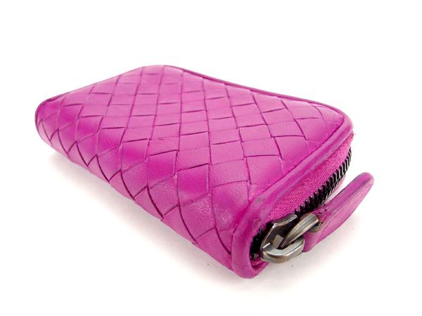 【30％OFF★週末タイムセール】ボッテガヴェネタ BOTTEGAVENETA コインケースイントレチャート ピンク レディース 中古_2