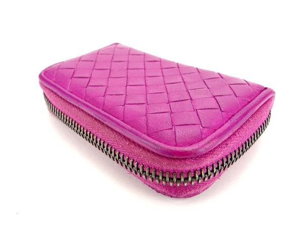 【30％OFF★週末タイムセール】ボッテガヴェネタ BOTTEGAVENETA コインケースイントレチャート ピンク レディース 中古_3