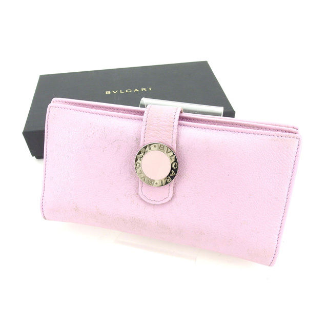 【BIGお買い物ラリー★30%OFFセール中】ブルガリ BVLGARI 長財布ブルガリブルガリ ピンク×シルバー レディース 中古