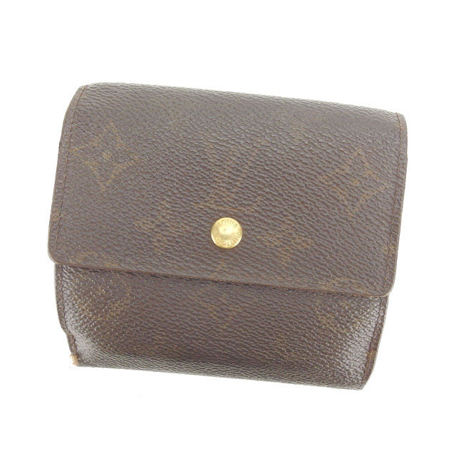 【BIGお買い物ラリー★30%OFFセール中】ルイ・ヴィトン LOUIS VUITTON 二つ折り財布モノグラム ポルトモネビエカルトクレディ ブラウン レディース 中古