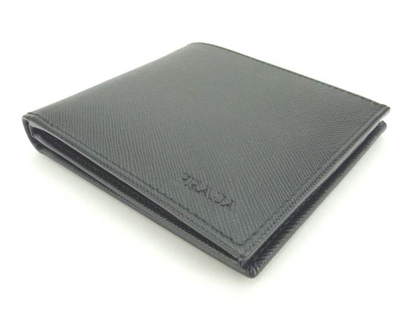 【GWタイムセール】プラダ PRADA 札入れロゴ ブラック レディース 中古_2